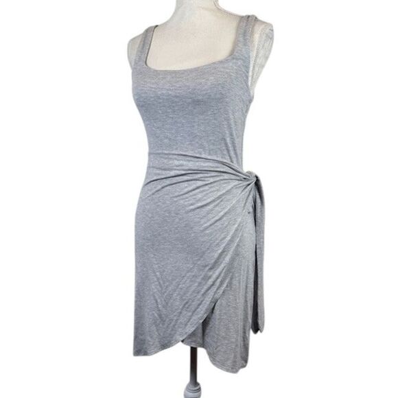 Aritzia Wilfred Saturn Tencil Mini Dress Wrap Front Basalt Gray Size Medium - Picture 1 of 9